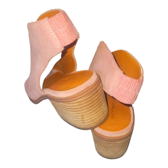 Lucky Brand Suede Pink Terif Stacked Heels Open Toe Slingback Dress Sandals 7M - Picture 2 of 13